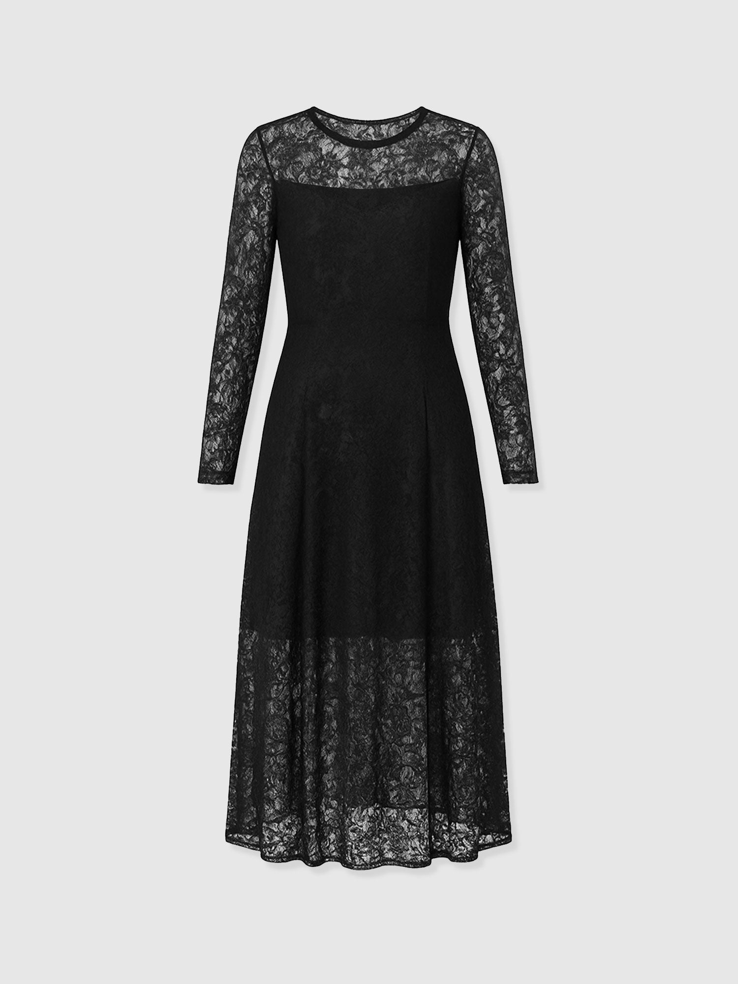 Lana Pleated Dress - Black Lace